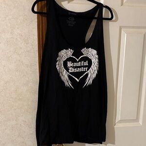 Black Graphic Tank Top by Beautiful Disaster. 3X. NWOT.
